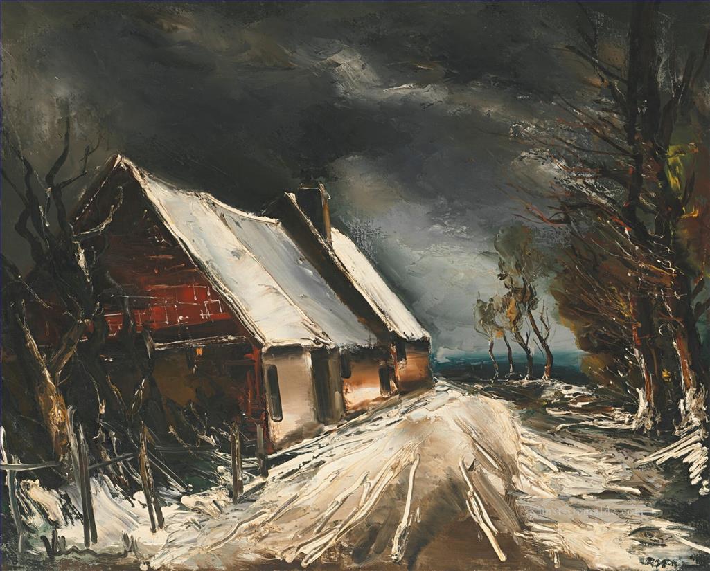 VILLAGE STREET IM SNOW Maurice de Vlaminck Ölgemälde